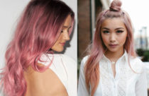 Cabelo rosa penteado